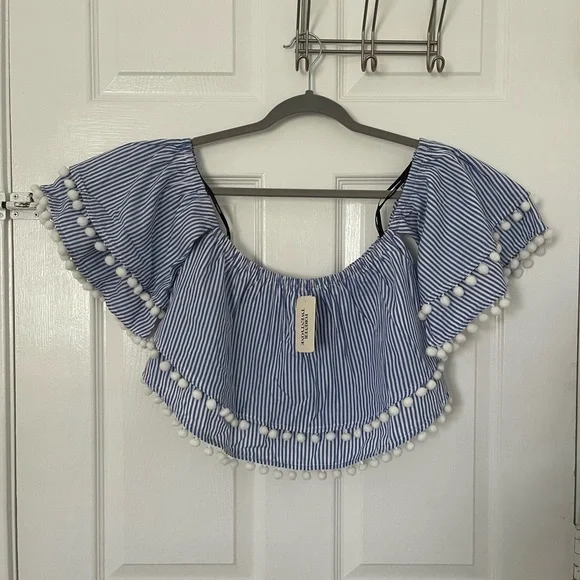 NEW Forever 21 Pom Pom Off-the-shoulder Top - Picture 5 of 7